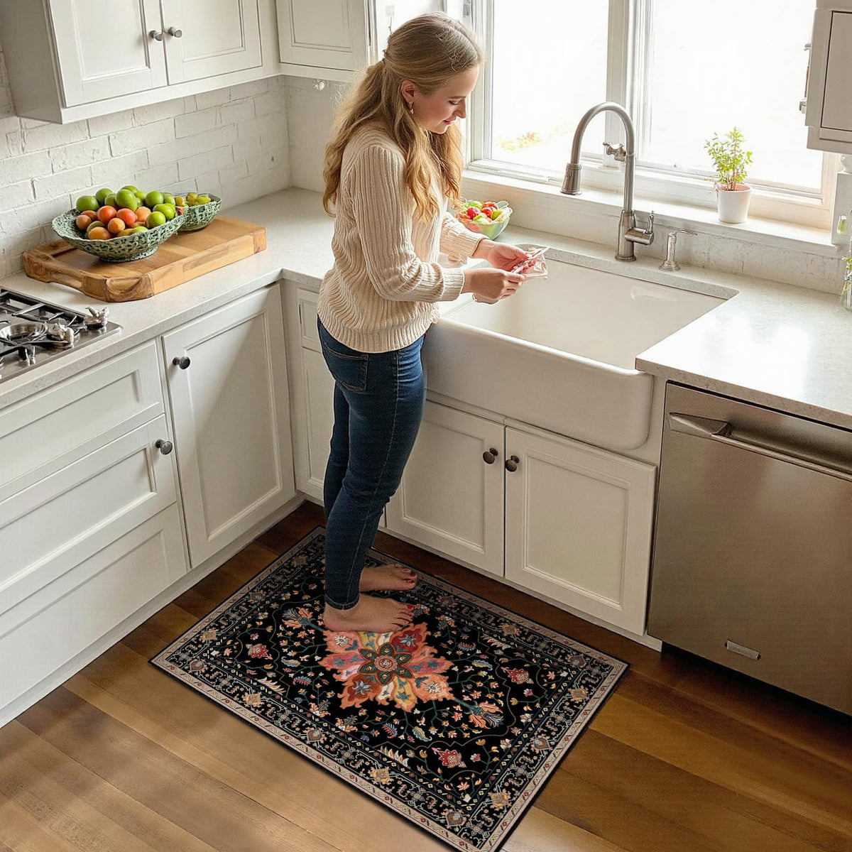 RELEANY low-pile rug feels soft and foot-friendly