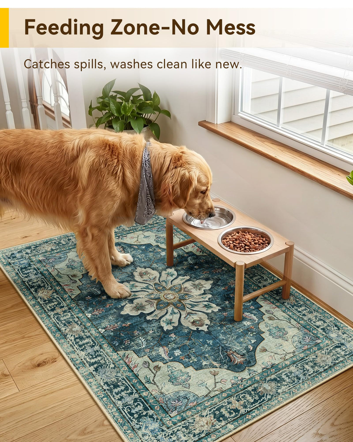 RELEANY entry rug sunflower-pattern enhances decor while masking everyday dirt.