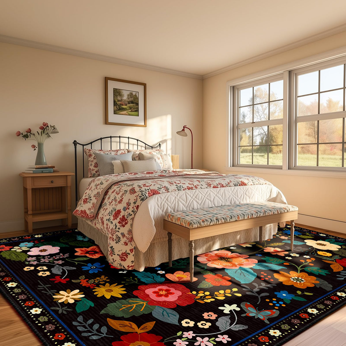 RELEANY farmhouse-black rug adds versatile style to entryways and living spaces.