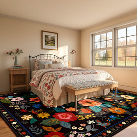 RELEANY farmhouse-black rug adds versatile style to entryways and living spaces.