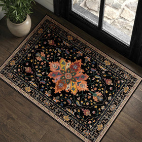 RELEANY floral entry rug with non-slip backing for safe doorways