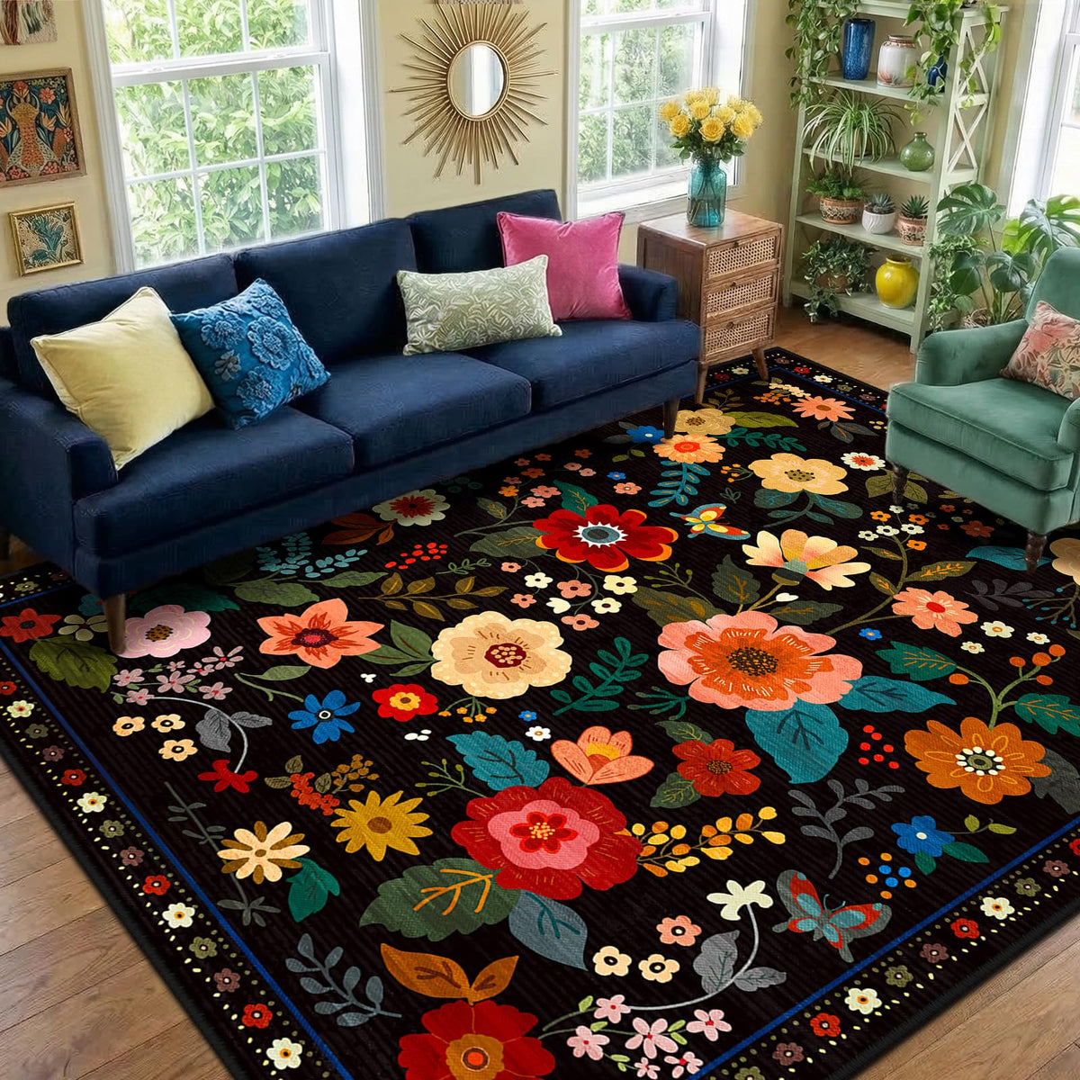 RELEANY floral nursery rug with flower design brightens kids' rooms with playful charm.