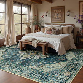 RELEANY floral vintage distress medallion pattern enhances decor