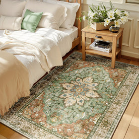 RELEANY floral vintage medallion rug adds timeless style with easy-care features