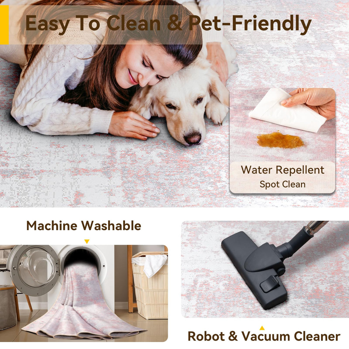 RELEANY low-pile soft texture feels smooth underfoot for barefoot comfort