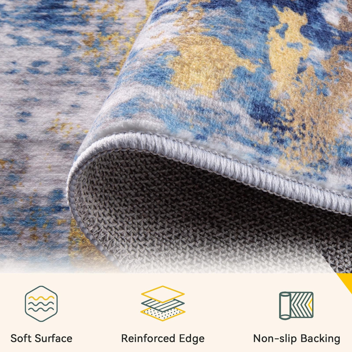 RELEANY low-pile texture provides a smooth, comfortable surface for walking barefoot.