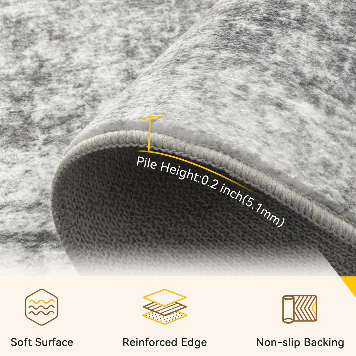 RELEANY machine-washable rug makes cleaning quick and easy for active households.