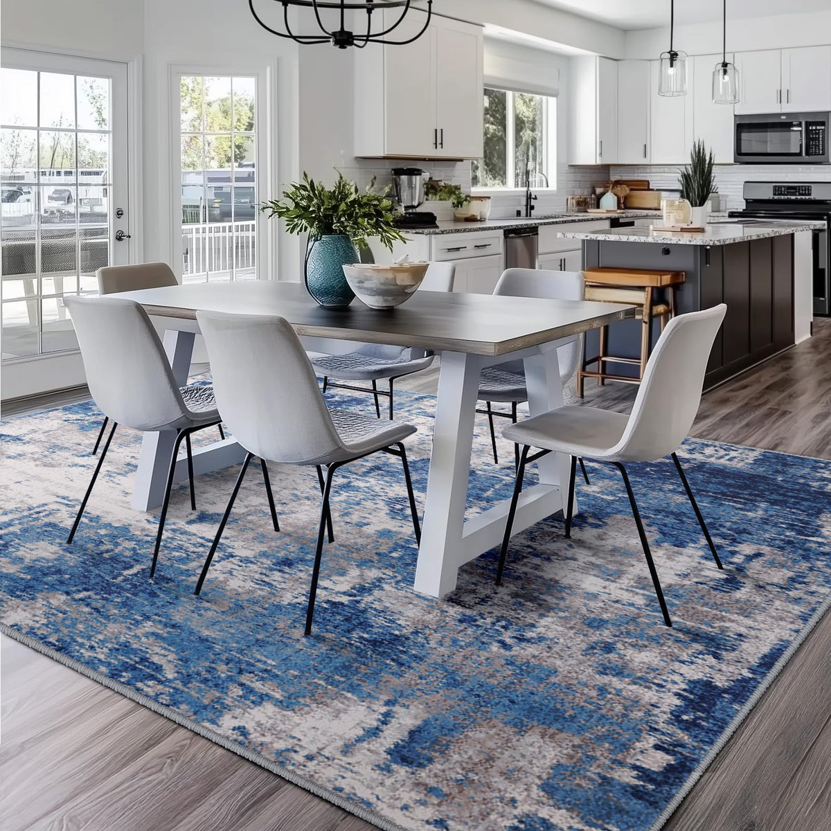 RELEANY modern abstract pattern rug with a digital print to brighten interiors.