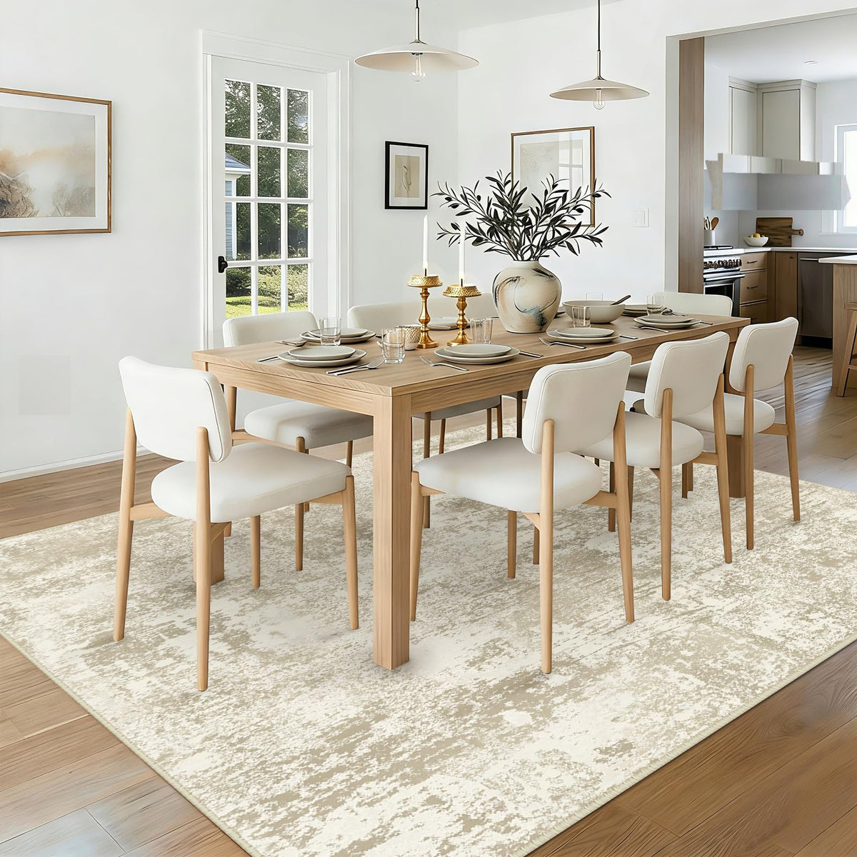 RELEANY modern abstract pattern rug enhances rooms with vibrant digital print.