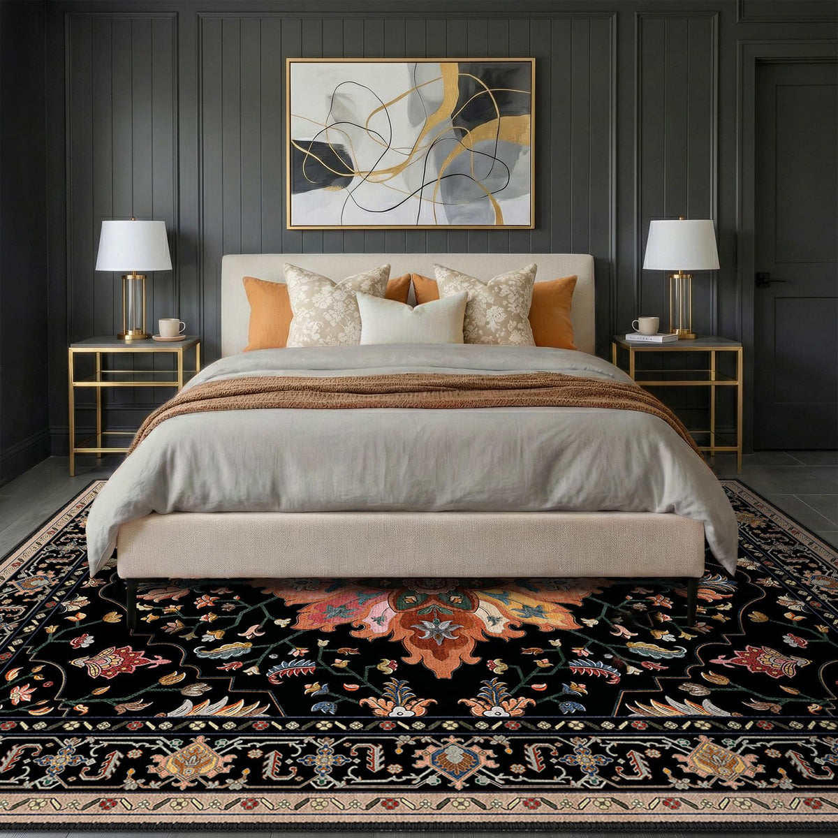 RELEANY rug with non-slip backing stays in place on hard floors
