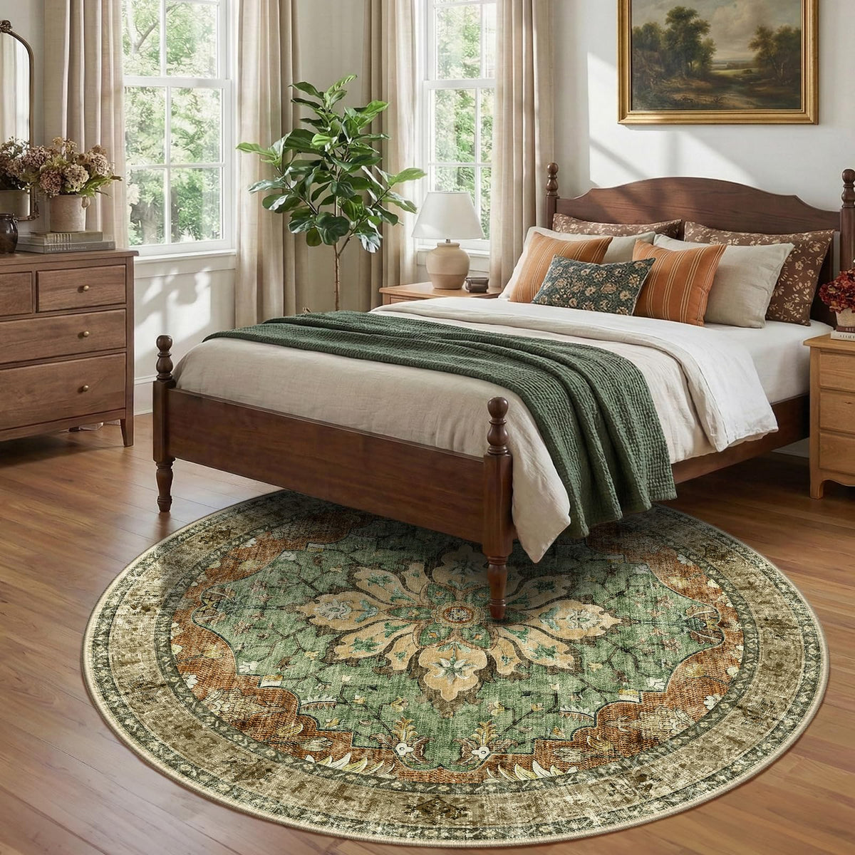 RELEANY non-slip backing round rug stays in place