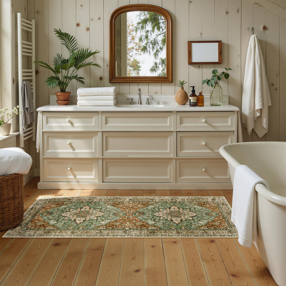 RELEANY rug has non-slip backing to prevent movement on slick floors.