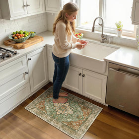 RELEANY non-slip backing keeps the rug in place on smooth floors.