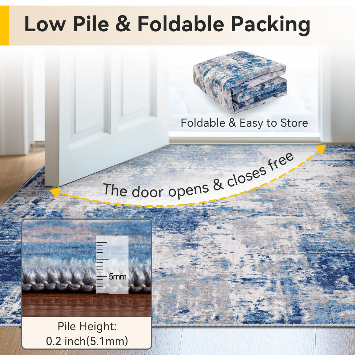 RELEANY reinforced edges on a non slip rug maintain shape with use