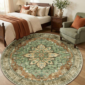 RELEANY round rug soft surface with non-slip backing for pet-friendly comfort and stability.