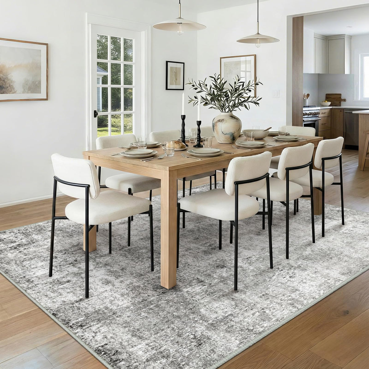 RELEANY soft low-pile rug texture up close, comfortable underfoot.