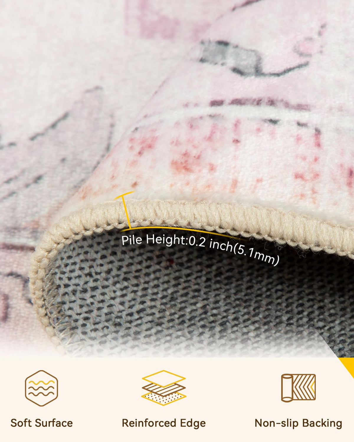 RELEANY soft low-pile surface underfoot feels comfortable for daily use.