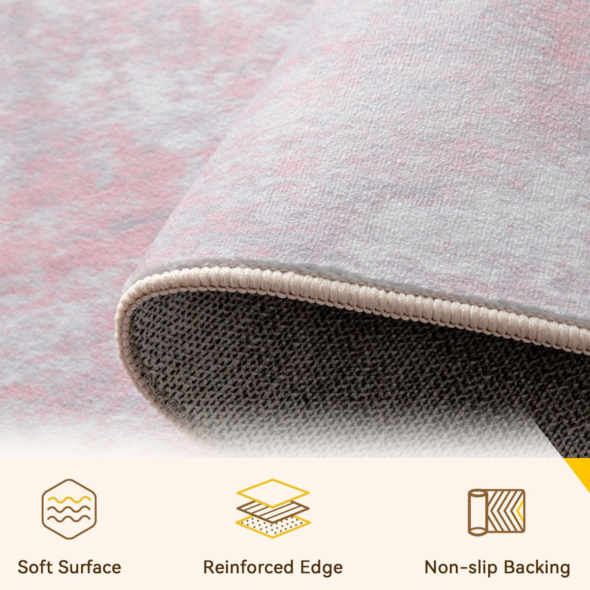 RELEANY soft modern rug close-up texture highlights silk-like luster and dense fibers