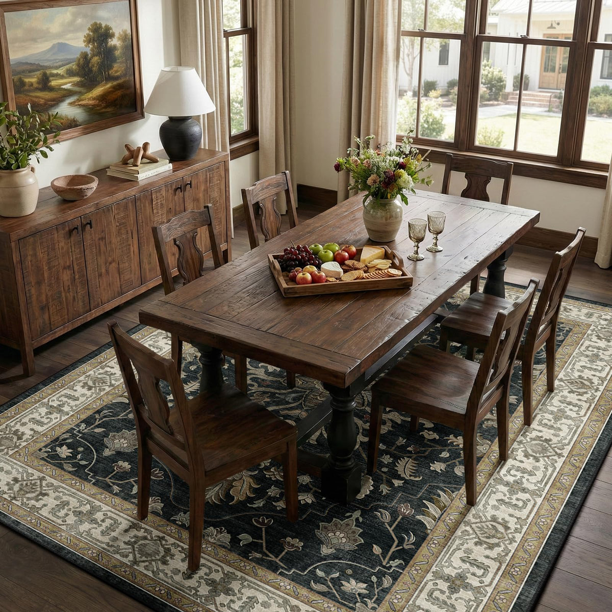 RELEANY floral distress print rug for bedrooms and lounges