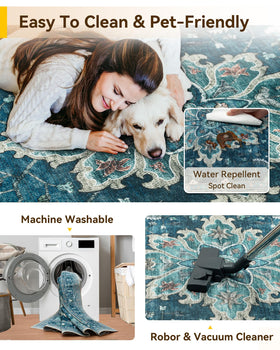 RELEANY thin-design area rug fits neatly behind doors and under furniture.