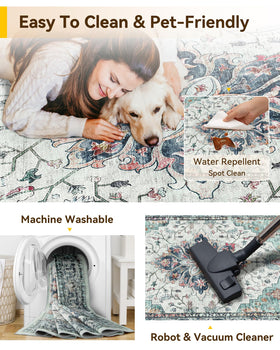 RELEANY thin-design rug fits under doors and around furniture easily