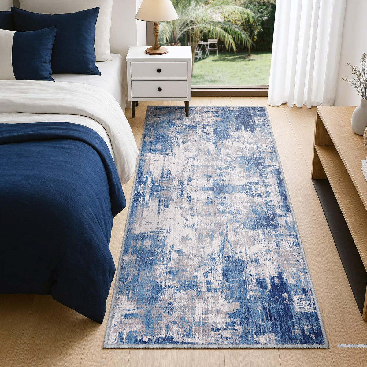 RELEANY non-slip backing rug blue-grey keeps furniture in place