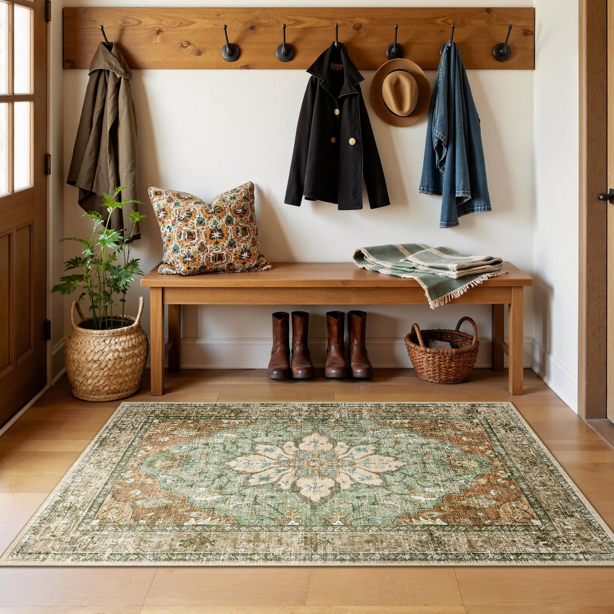 RELEANY washable area rug for effortless spill cleanup and quick freshening