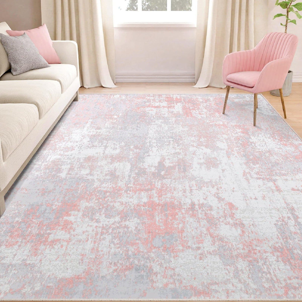 Non-slip backing helps the RELEANY rug stay secure on busy floors