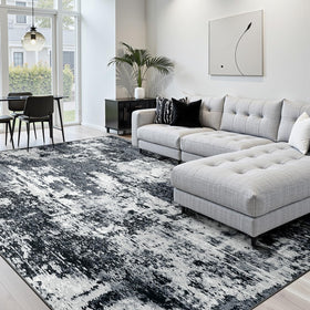 RELEANY Washable Area Rug 8x10 in living room with non-slip backing for safe spaces