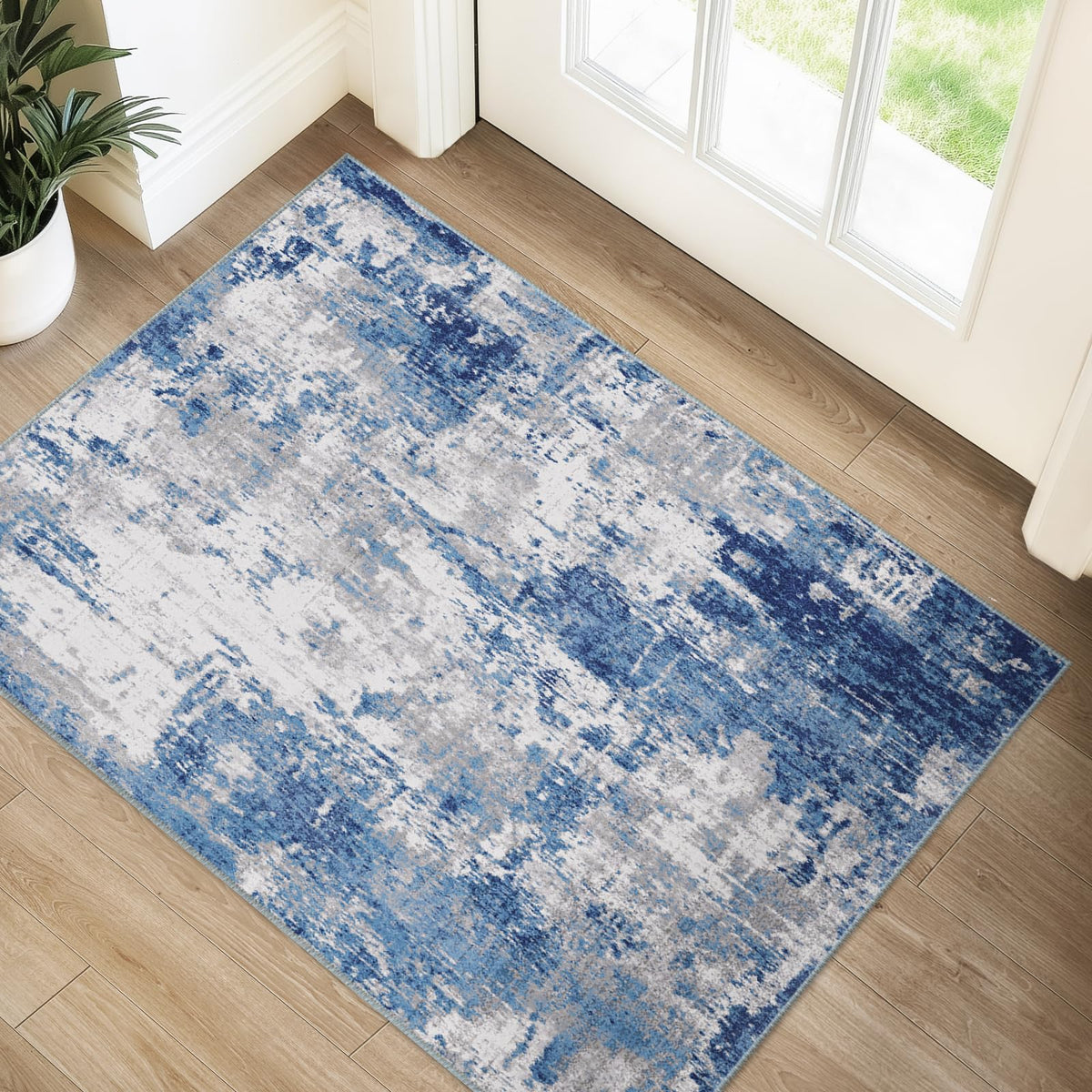 RELEANY Washable rug 2x3 with non-slip backing for secure placement in daily use
