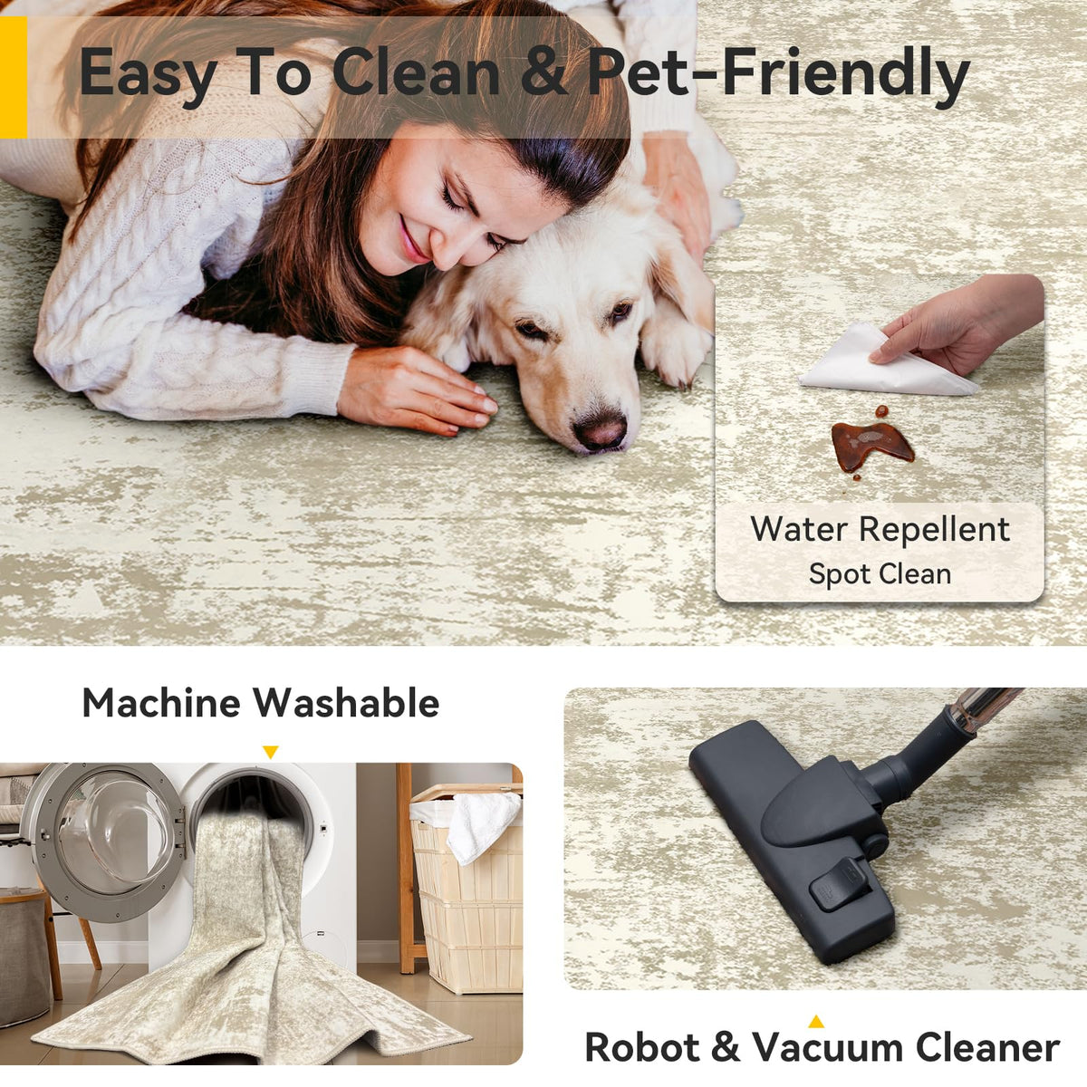 RELEANY water-repellent surface beads spills for quick wiping.