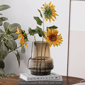 Relexome amber glass vase as dining room center decor