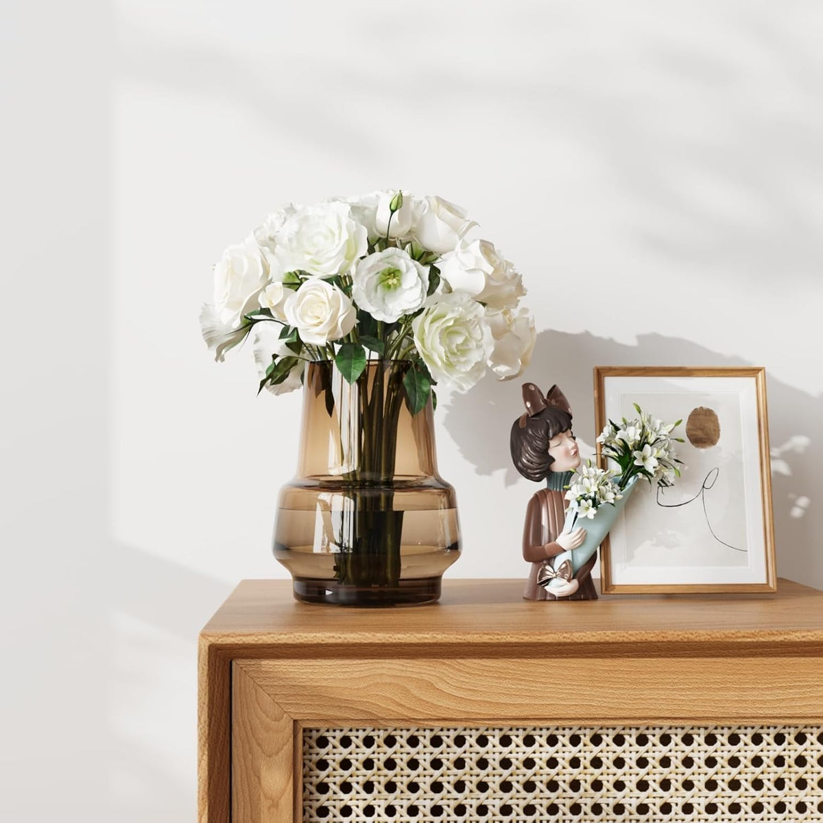 Relexome amber glass vase enhancing office decor