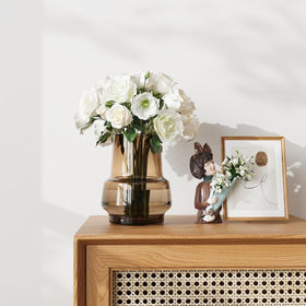 Relexome amber glass vase enhancing office decor