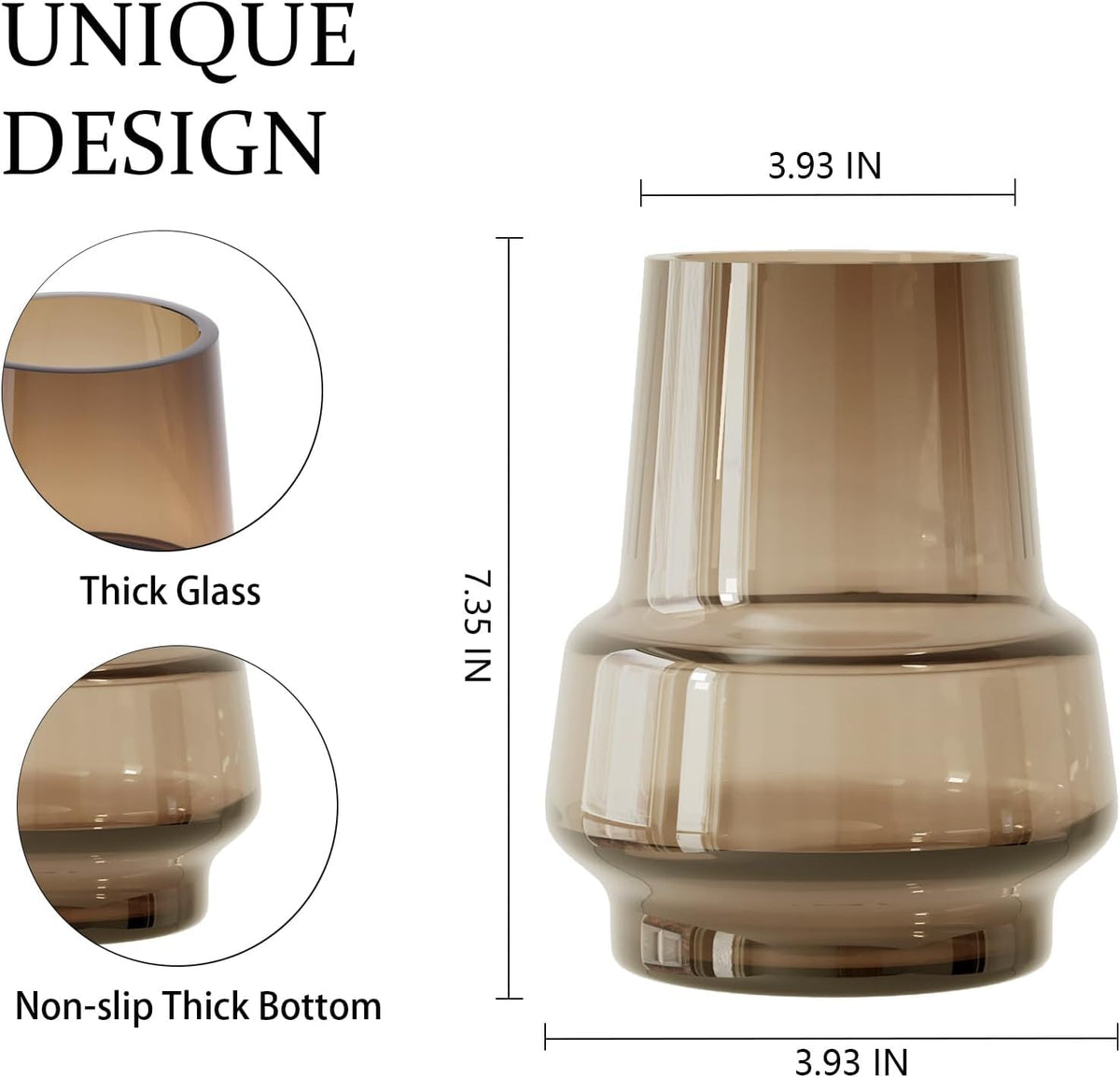 Relexome amber glass vase textured finish for modern decor