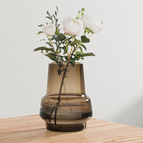 Relexome amber glass vase with wide mouth for elegant floral displays