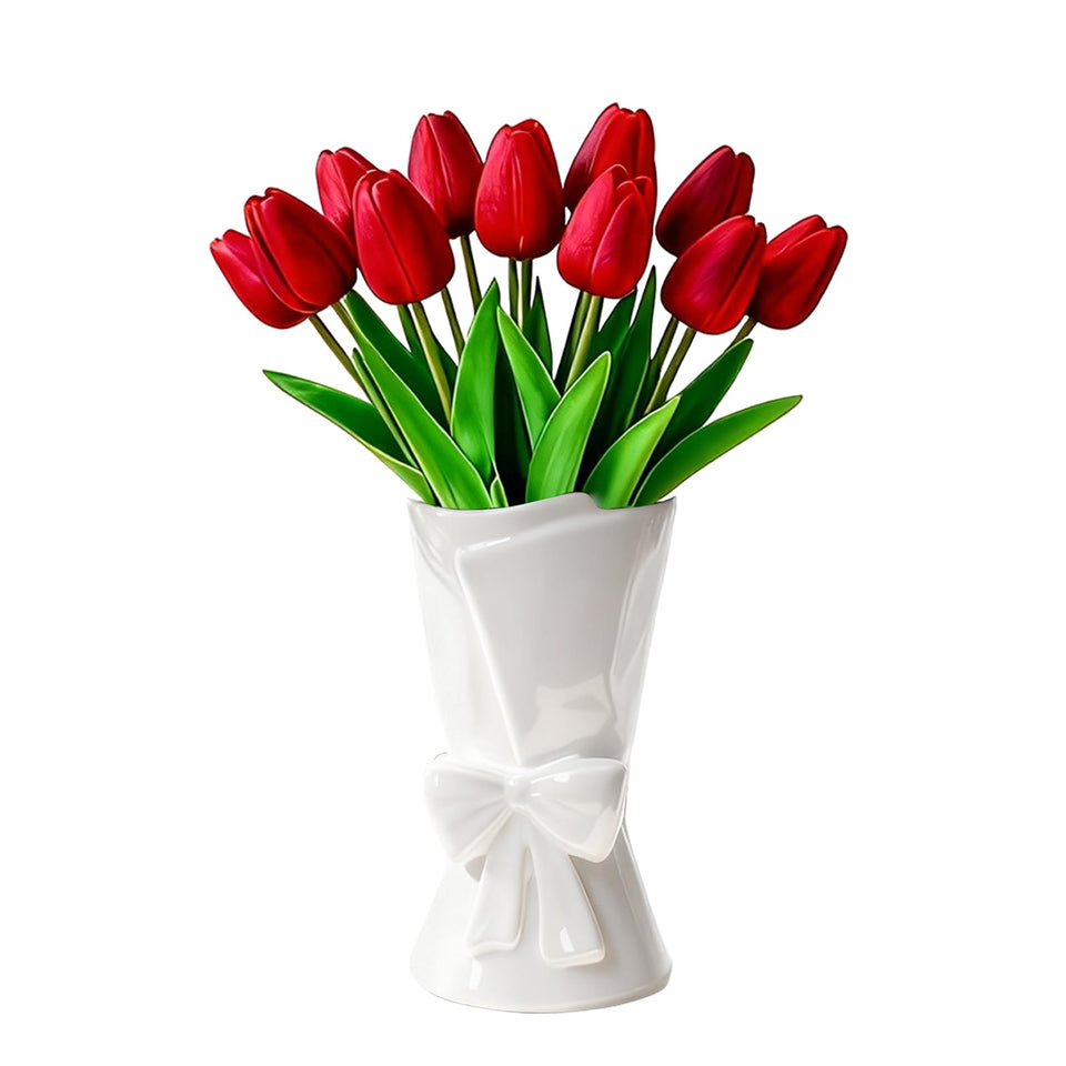 Relexome bow-shaped vase with glossy glaze makes a striking centerpiece