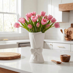 Relexome bow vase suits boho and farmhouse styles on shelves.