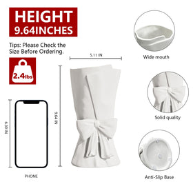 Relexome white ceramic bow vase with matte finish for modern decor.