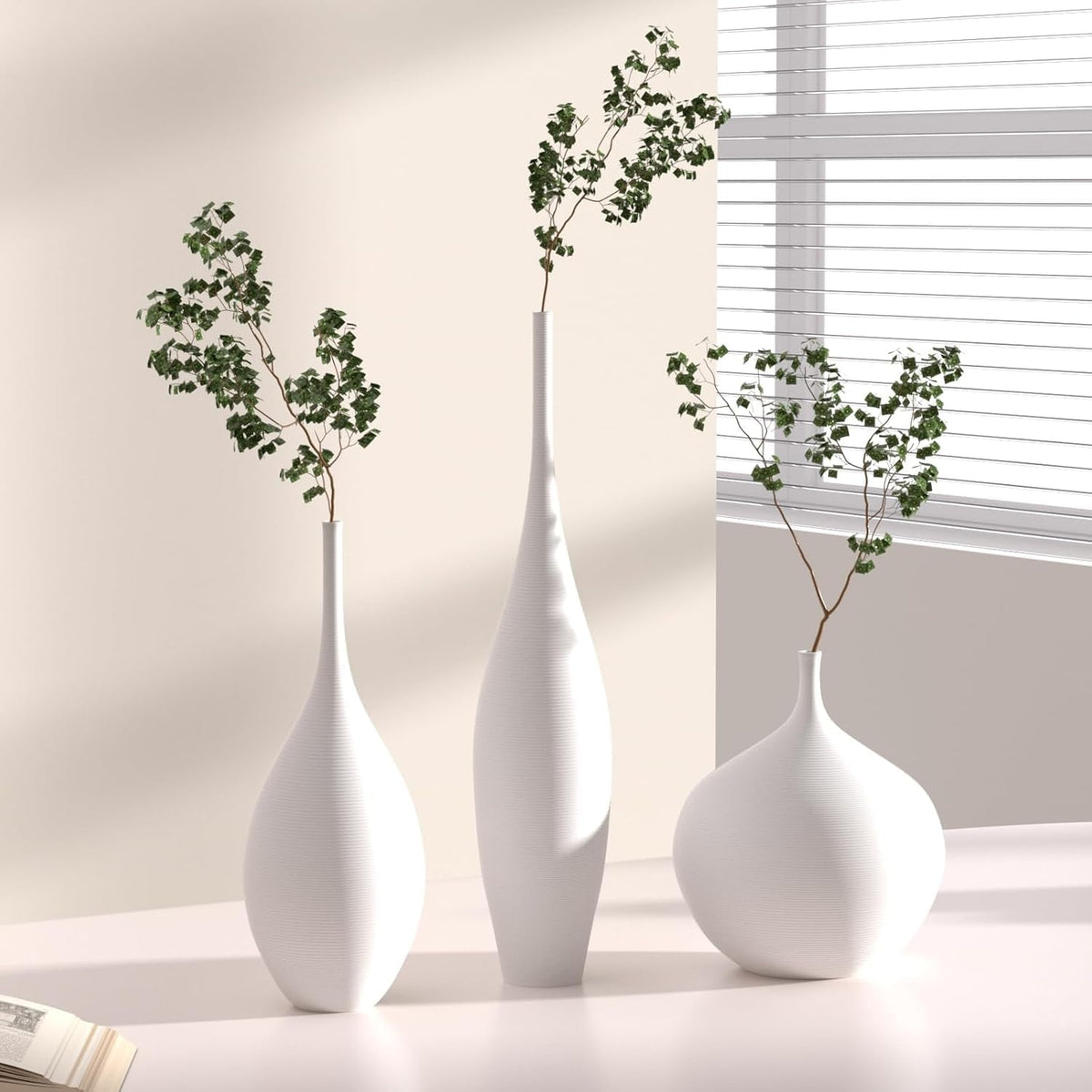Relexome close-up of matte frosted porcelain texture on vases