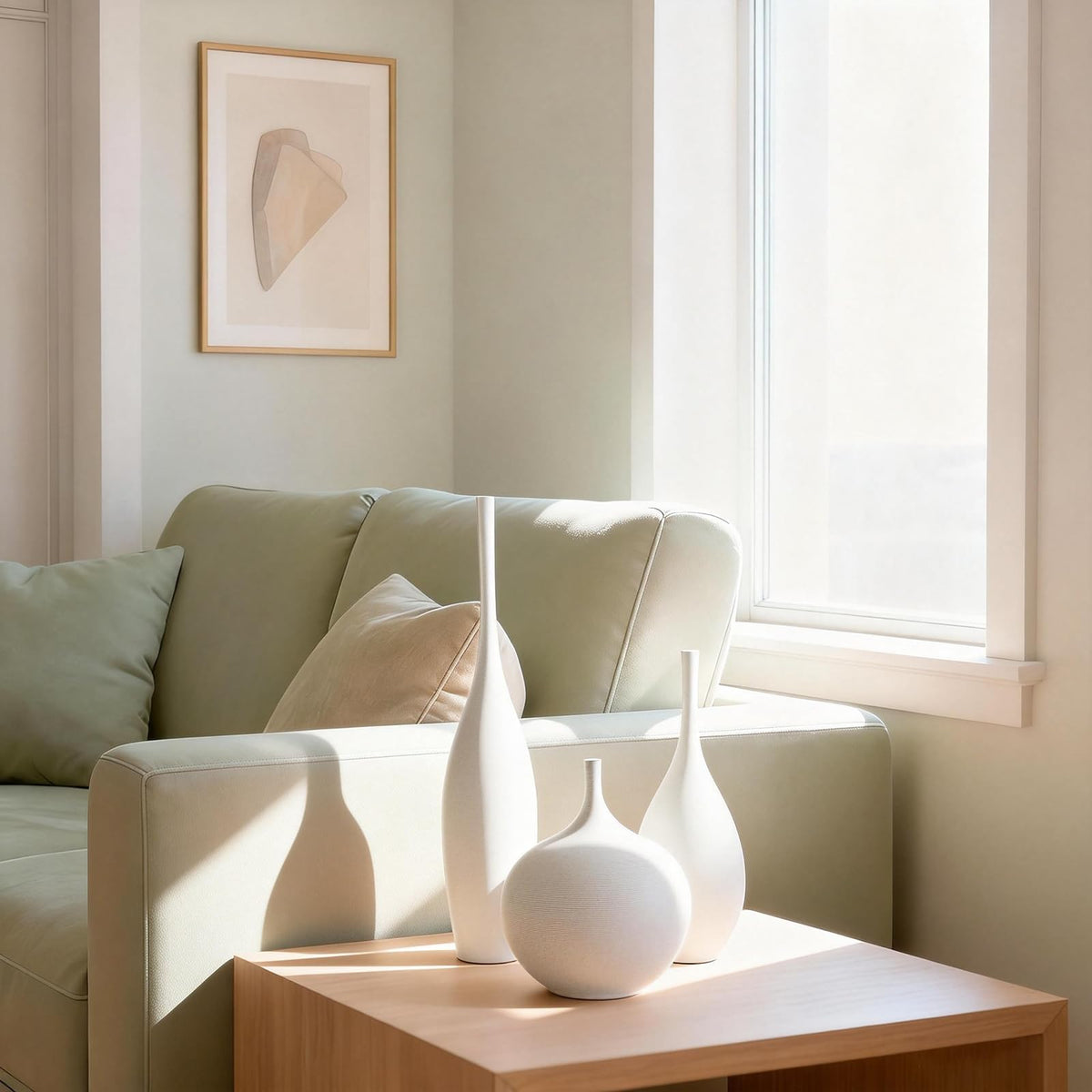 Relexome white porcelain vase on mantel centerpiece setup