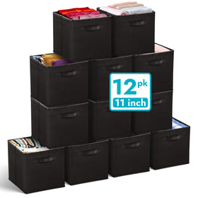 Reli 11-inch cube storage bin in a 12-pack for closet organization.