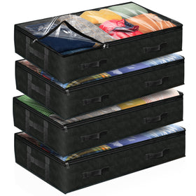 Reli 90L under-bed storage container front view, four-pack for organized storage