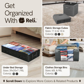 Closet setup using Reli 90L under-bed storage containers