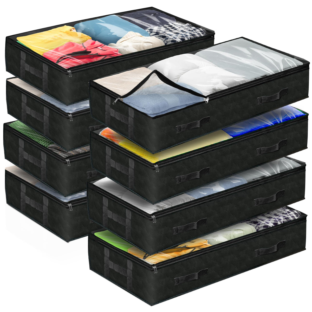 Reli 90L under-bed storage container with clear window for quick content checks.