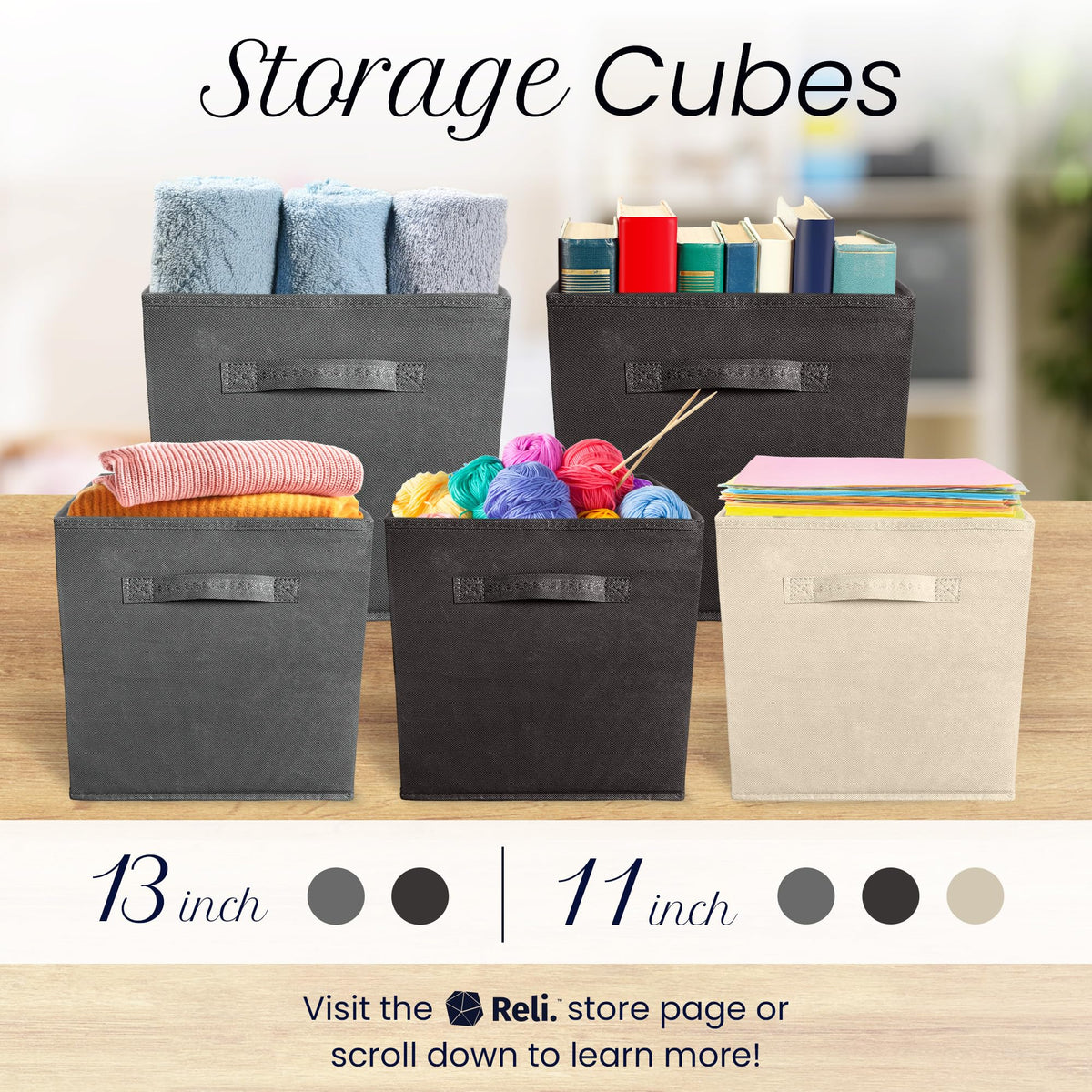 Reli bedroom or office storage bins keeping spaces tidy.