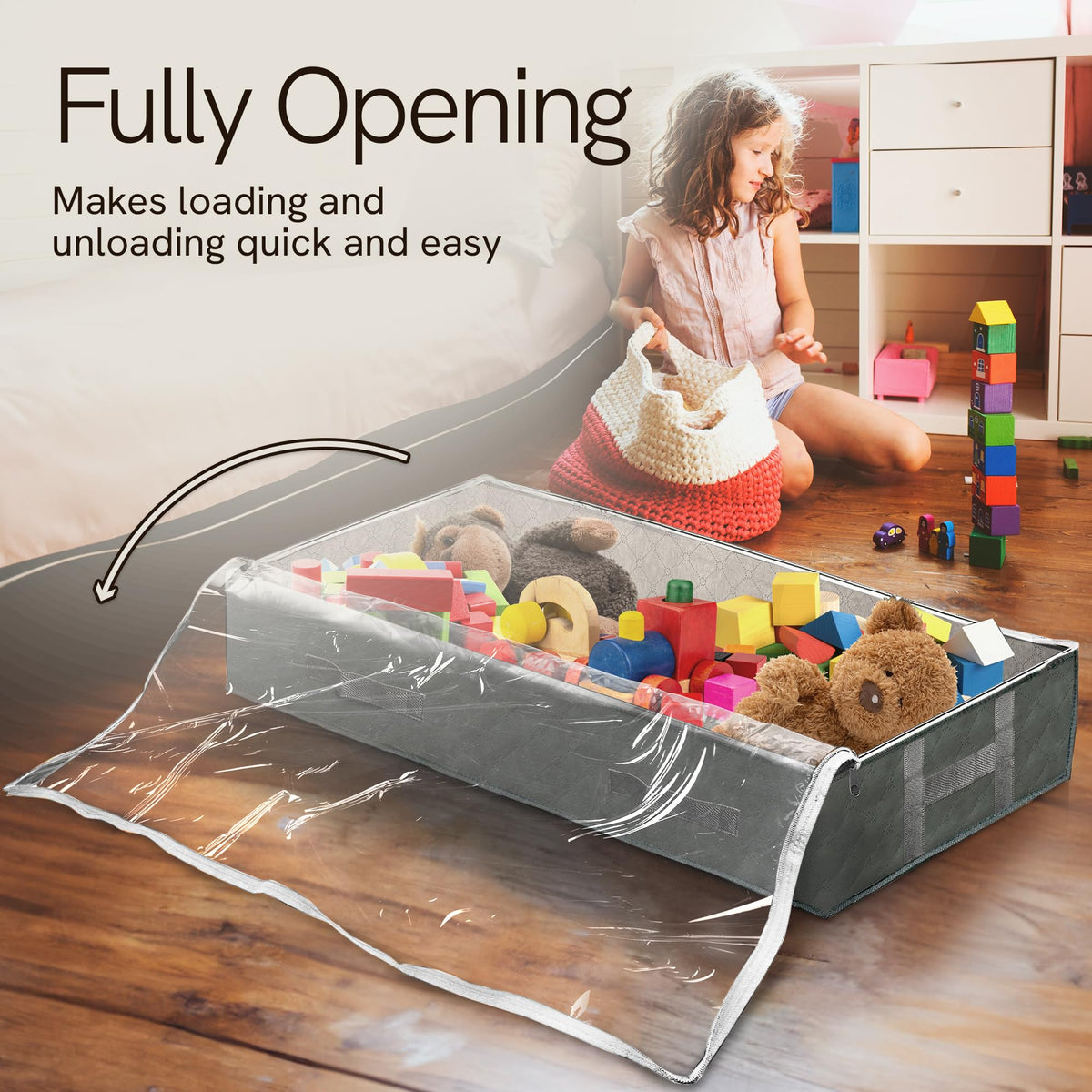 Reli blankets under-bed storage bin with 90L capacity.