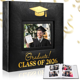 ReliThick photo album front window highlights your graduation photo with an elegant keepsake design