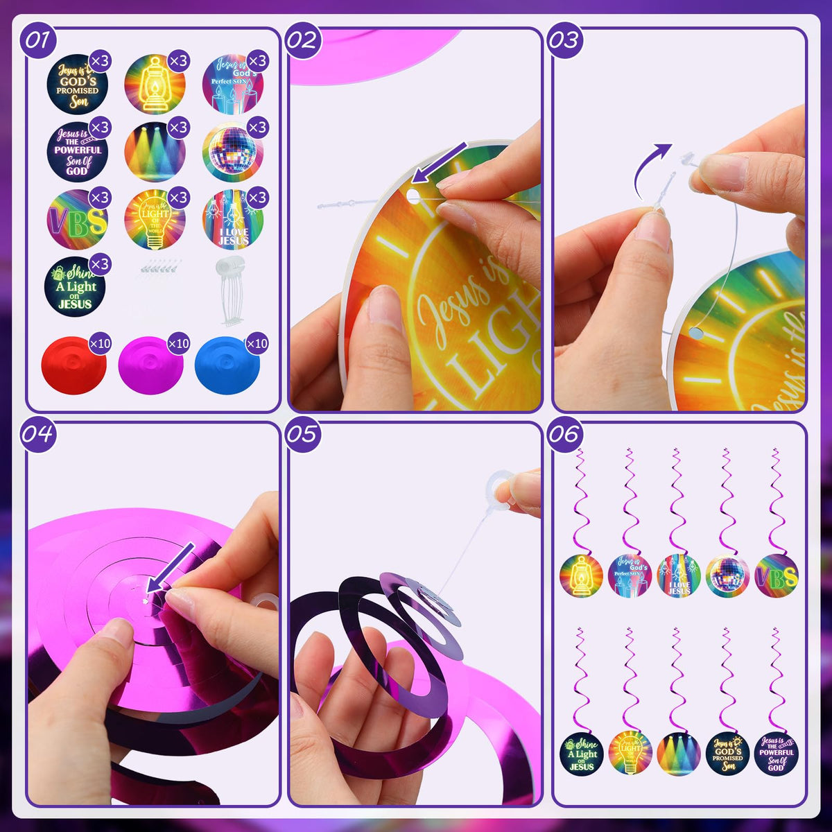 ReliThick VBS 2026 swirl decorations measure 30–38 inches in length