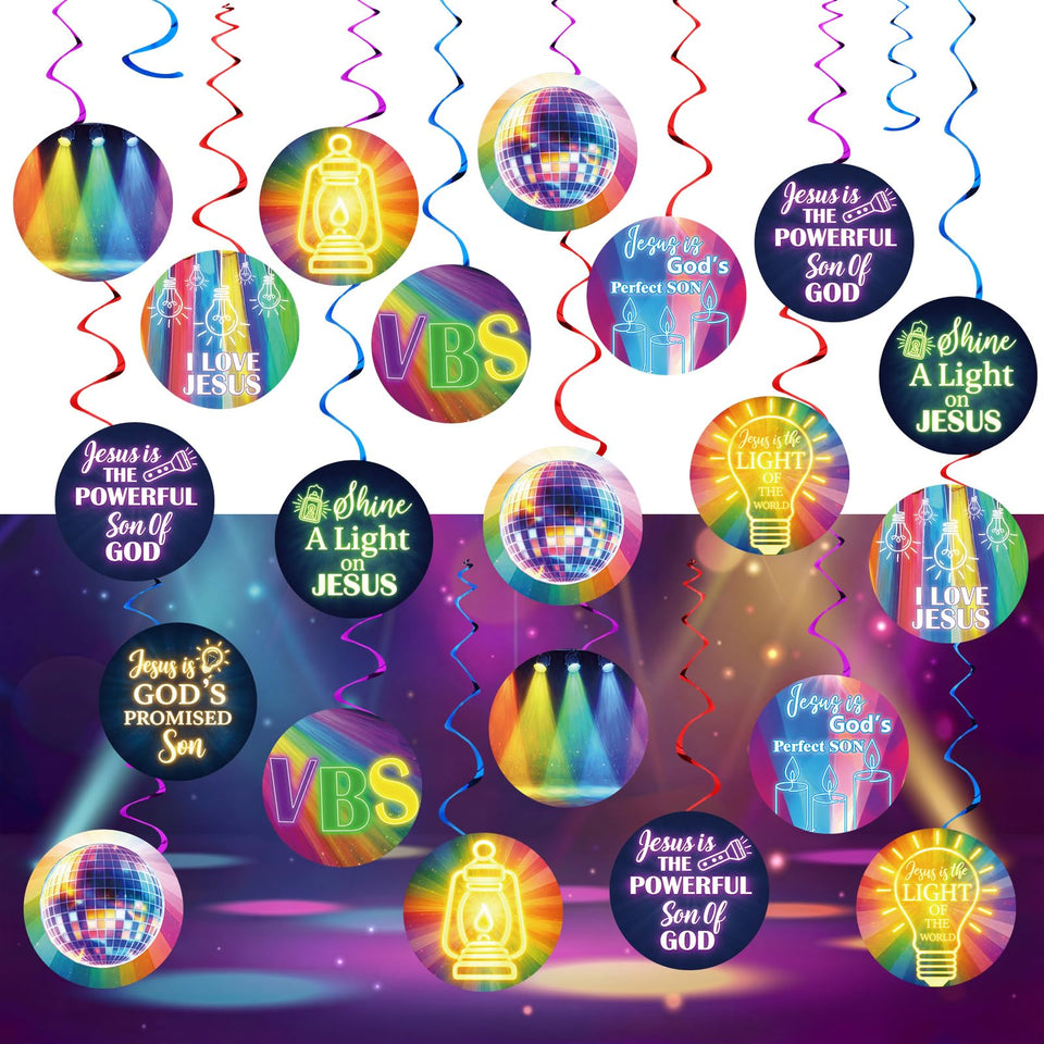 ReliThick VBS 2026 swirl decorations illuminate spaces with bright colors